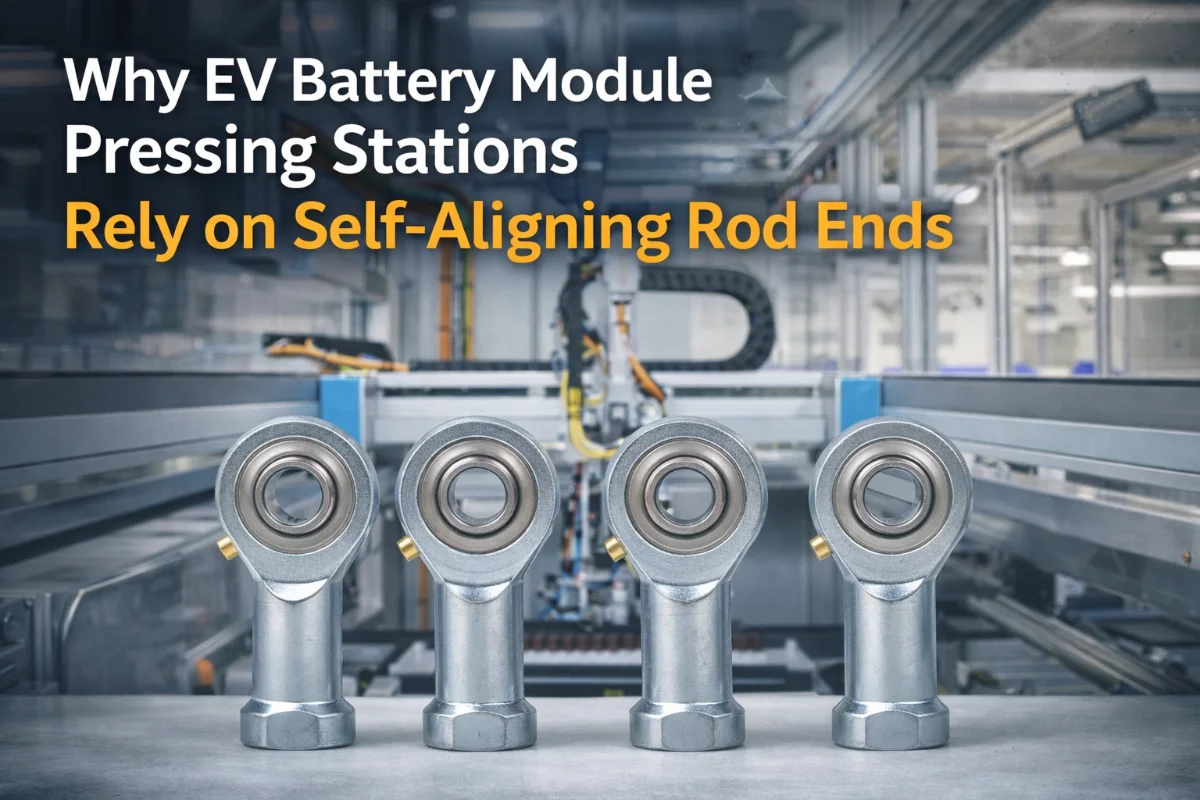 Why EV battery module pressing stations rely on self-aligning rod ends