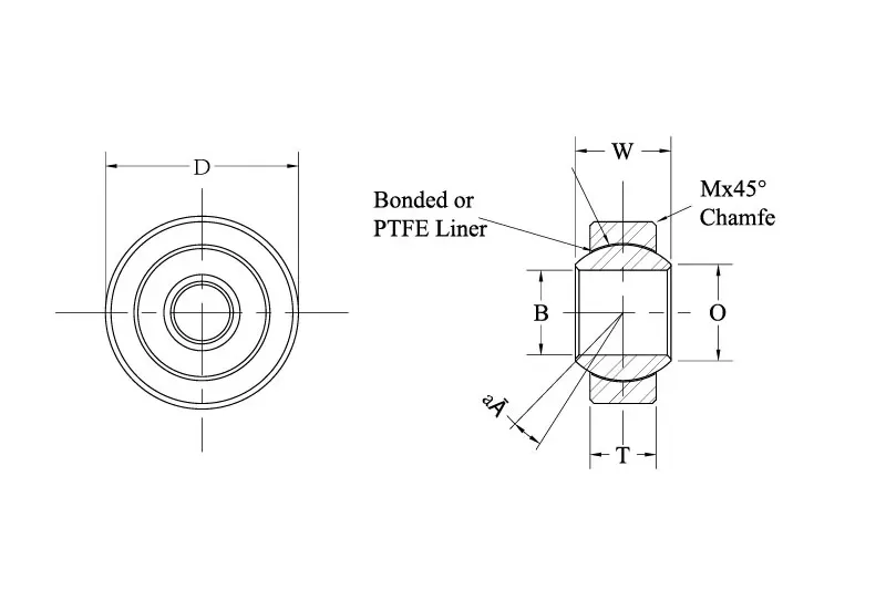 GEC spherical bearing technical drawing